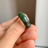 17.1mm A-Grade Natural Floral Imperial Jadeite Abacus Ring Band No.161858