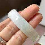 50.4mm A-Grade White Green Jadeite Modern Round Bangle No.152170
