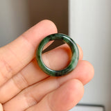 17.1mm A-Grade Natural Floral Imperial Jadeite Abacus Ring Band No.161858