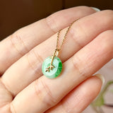SOLD OUT: A-Grade Moss On Snow Jadeite Donut Pendant (Bamboo) No.172209