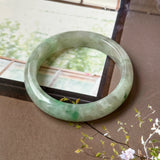 51.9mm A-Grade Lavender Green Jadeite Modern Round Bangle No.151803
