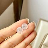 Icy A-Grade Natural Lilac Jadeite Donut Stud Earring No.180847