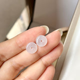 Icy A-Grade Natural Lilac Jadeite Donut Stud Earring No.180847