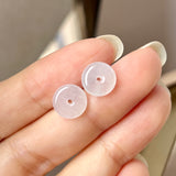 Icy A-Grade Natural Lilac Jadeite Donut Stud Earring No.180847
