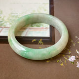 54.4mm A-Grade Green Yellow Jadeite Modern Round Bangle No.151790
