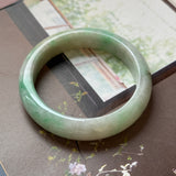 54.4mm A-Grade Green Yellow Jadeite Modern Round Bangle No.151790