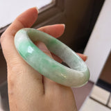 54.4mm A-Grade Green Yellow Jadeite Modern Round Bangle No.151790
