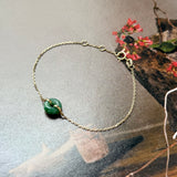 A-Grade Natural Imperial Floral Jadeite Bagel Bracelet (Champagne Gold) No.190498