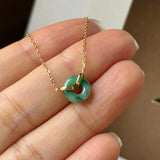 A-Grade Natural Imperial Floral Jadeite Bagel Bracelet (Champagne Gold) No.190498