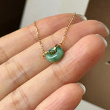 A-Grade Natural Imperial Floral Jadeite Bagel Bracelet (Champagne Gold) No.190498