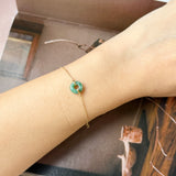 A-Grade Natural Imperial Floral Jadeite Bagel Bracelet (Champagne Gold) No.190498