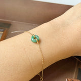 A-Grade Natural Imperial Floral Jadeite Bagel Bracelet (Champagne Gold) No.190498