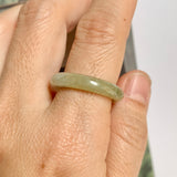 17.5mm A-Grade Natural Yellowish Green Jadeite Ring Band No: 161817