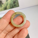 17.5mm A-Grade Natural Yellowish Green Jadeite Ring Band No: 161817