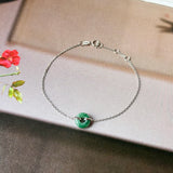 A-Grade Natural Imperial Floral Jadeite Bagel Bracelet (White Gold) No.190499