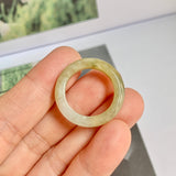 17.5mm A-Grade Natural Yellowish Green Jadeite Ring Band No: 161817
