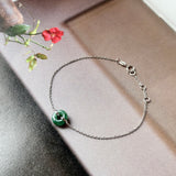 A-Grade Natural Imperial Floral Jadeite Bagel Bracelet (White Gold) No.190499