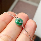 A-Grade Natural Imperial Floral Jadeite Bagel Bracelet (White Gold) No.190499