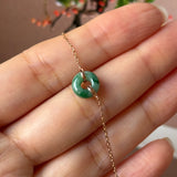 A-Grade Natural Imperial Floral Jadeite Bagel Bracelet (Rose Gold) No.190500