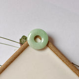 A-Grade Natural Light Green Jadeite Ancient Coin Donut Pendant No.172213