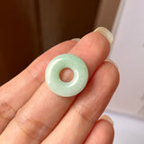 A-Grade Natural Light Green Jadeite Ancient Coin Donut Pendant No.172213