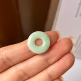 A-Grade Natural Light Green Jadeite Ancient Coin Donut Pendant No.172213