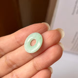 A-Grade Natural Light Green Jadeite Ancient Coin Donut Pendant No.172213