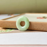 A-Grade Natural Light Green Jadeite Ancient Coin Donut Pendant No.172214