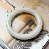 57.8mm A-Grade Natural Lavender Green Jadeite Bold Traditional Round Bangle No. 151578