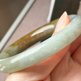 54.7mm A-Grade Natural Earthy Tone Jadeite Bold Traditional Round Bangle No. 151111