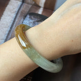 54.7mm A-Grade Natural Earthy Tone Jadeite Bold Traditional Round Bangle No. 151111