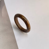 18.9mm A-Grade Natural Dark Brown Jadeite Ring Band No. 161765