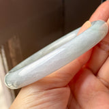 57.3mm A-Grade Natural Lavender Bluish Green Floral Jadeite Bold Traditional Round Bangle No. 151989