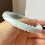57.3mm A-Grade Natural Lavender Bluish Green Floral Jadeite Bold Traditional Round Bangle No. 151989