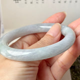56.4mm A-Grade Natural Lavender Green Jadeite Bold Traditional Round Bangle No. 151988