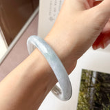 56.4mm A-Grade Natural Lavender Green Jadeite Bold Traditional Round Bangle No. 151988