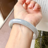 56.4mm A-Grade Natural Lavender Green Jadeite Bold Traditional Round Bangle No. 151988