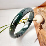 58.9mm A-Grade Dark Denim Blue Jadeite Modern Round Bangle No.152171