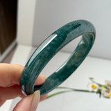58.9mm A-Grade Dark Denim Blue Jadeite Modern Round Bangle No.152171