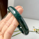 58.9mm A-Grade Dark Denim Blue Jadeite Modern Round Bangle No.152171