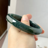 58.9mm A-Grade Dark Denim Blue Jadeite Modern Round Bangle No.152171