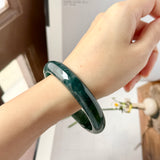 58.9mm A-Grade Dark Denim Blue Jadeite Modern Round Bangle No.152171