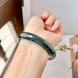 58.9mm A-Grade Dark Denim Blue Jadeite Modern Round Bangle No.152171