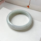 57.4mm A-Grade Greyish Green Jadeite Modern Round Bangle No.151882