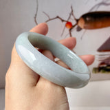 57.4mm A-Grade Greyish Green Jadeite Modern Round Bangle No.151882