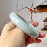 57.4mm A-Grade Greyish Green Jadeite Modern Round Bangle No.151882