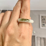 21.6mm A-Grade Natural White Green Jadeite Ring Band No. 161699