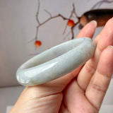 57.4mm A-Grade Greyish Green Jadeite Modern Round Bangle No.151882