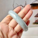 57.4mm A-Grade Greyish Green Jadeite Modern Round Bangle No.151882