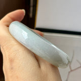 57.4mm A-Grade Greyish Green Jadeite Modern Round Bangle No.151882
